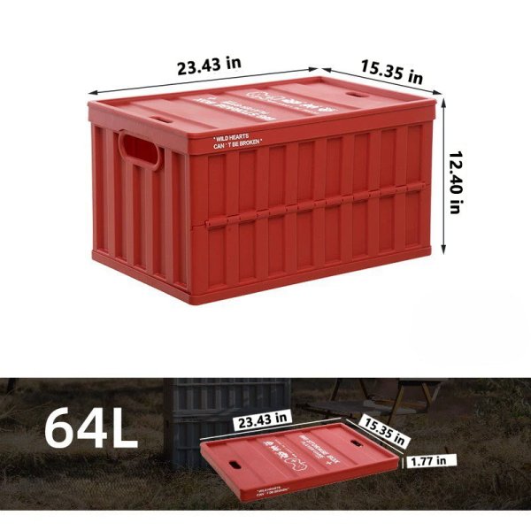 64L collapsible storage containers with lids