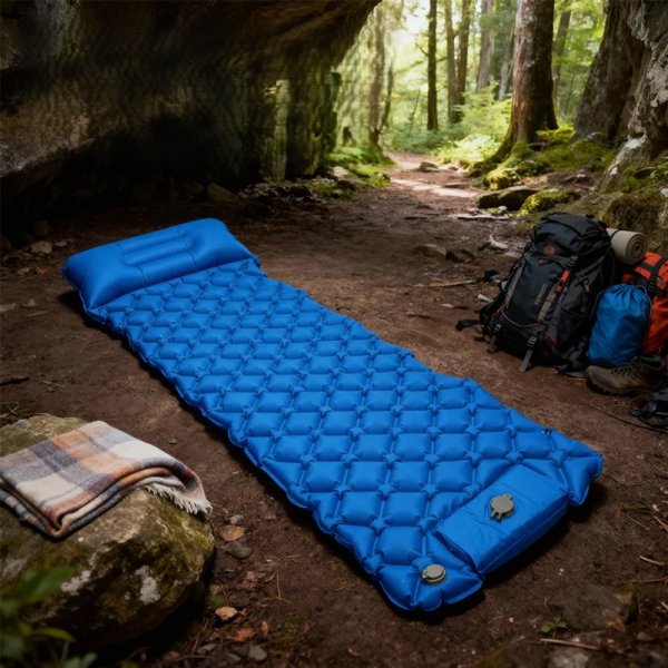 Rapid Inflate Camp Pad | Built-In Foot Pump & Pillow