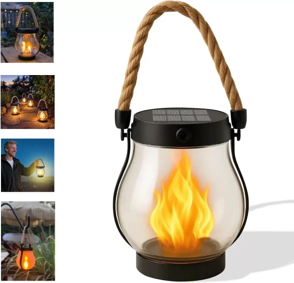 Solar Flame Lantern | Realistic Flickering LED Camp Light