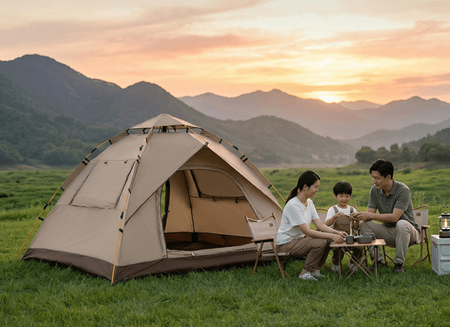 A family camping together with a reliable tent